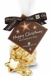 Gold Christmas chocolate stars - Bulk tub of 220