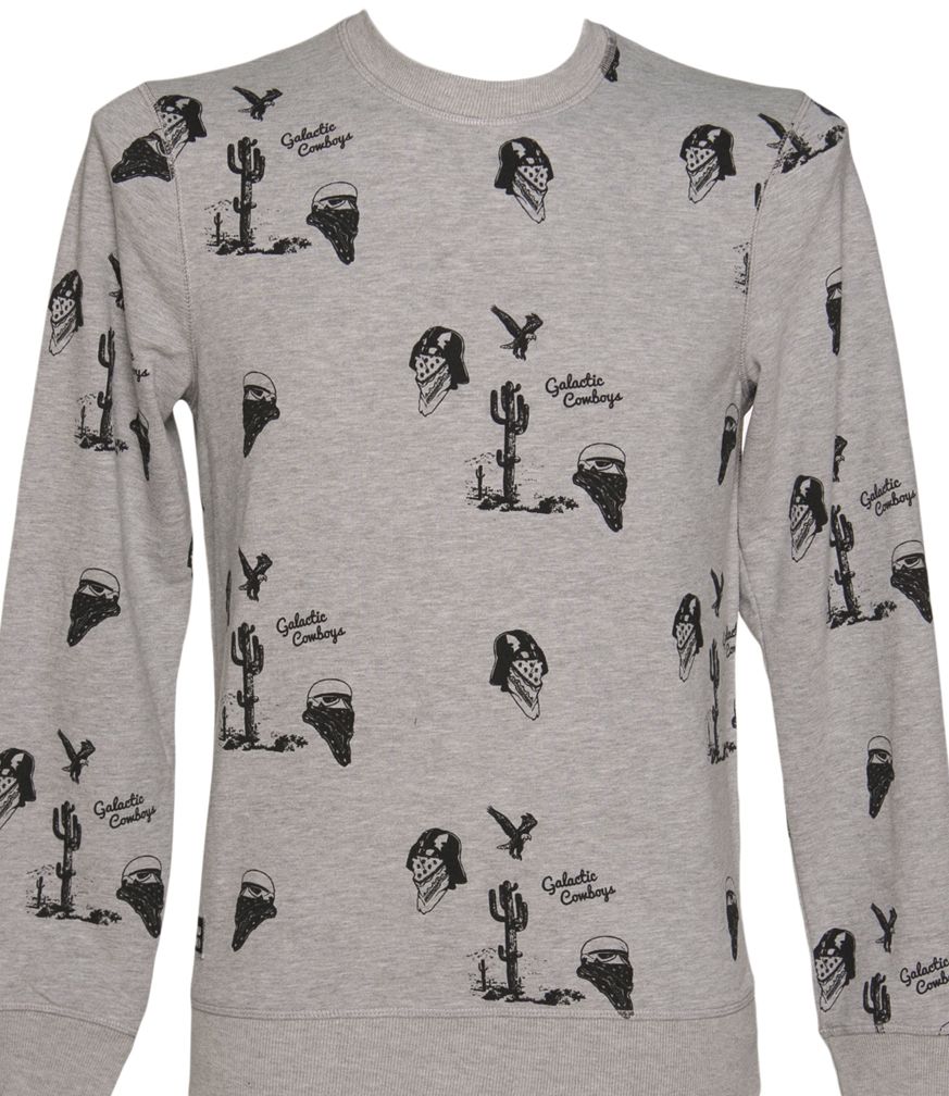 Mens Grey Marl Galactic Cowboys All Over Print