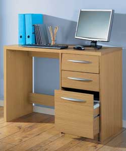 Chunky 3 Drawer Single Pedestal Desk- Oak