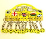 Trolley Coin Keyring 12/Pk - Smiley