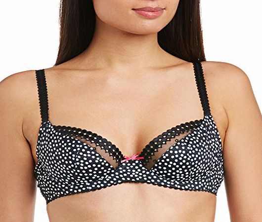 Womens Minnie Balconnet Polka Dot Everyday Bra, Black/White Spot, 32FF