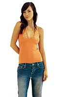 Womens Sequin Trim Halter Top