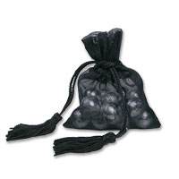 Black tassel organza favour bag pk pf 10