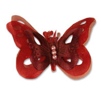 Burgundy medium satin pearl butterfly pk 10