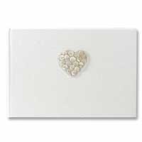 Confetti Ecru mother of pearl heart guest book