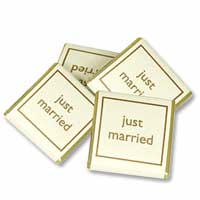 Confetti Gold just married chocolates bulk bag