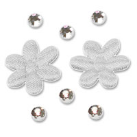 Confetti white padded diamante flower