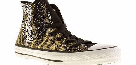 Black  Gold Hi Vi Animal Print Trainers