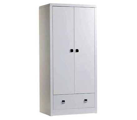 Reya White 2 Door 1 Drawer Wardrobe - WHILE