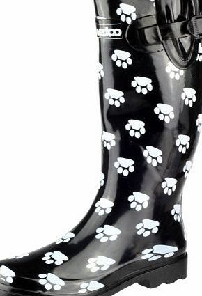 Ladies Dog Paw Print Wellies Womens Festival Rain Snow Winter Wellington Boots Size UK 7 EU 40 Purple Grey