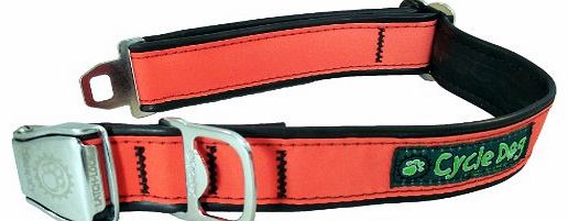 Bottle Opener Recycled Dog Collar, Orange, Max Reflective, Medium