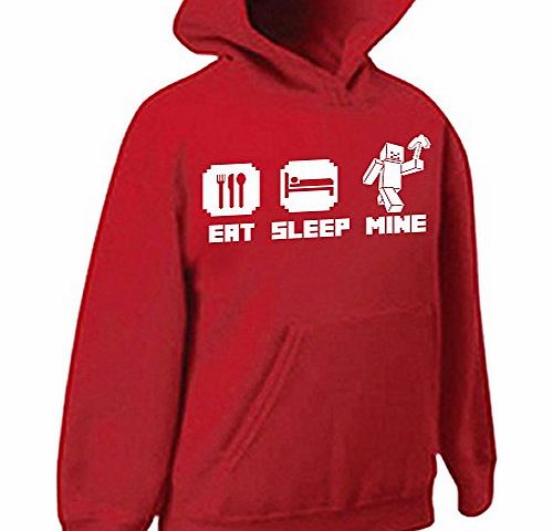 Eat sleep MINE avatar, virtual reality nintendo block video game, gaming, funny, childrens kids boys girls Hoody Hoodie, Black, 12-13