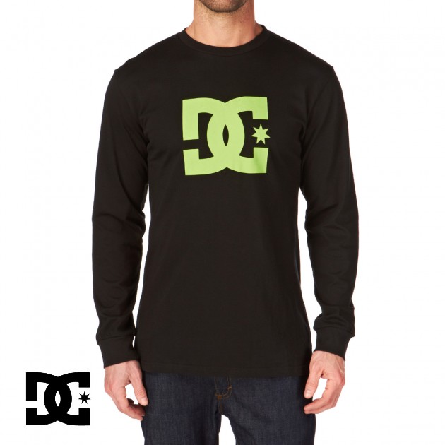 Mens DC Star Long Sleeve T-Shirt - Black/Green