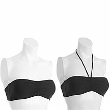 Black ruched front bandeau bikini top