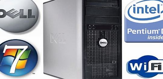 Windows 7 - Dell OptiPlex GX620 - Wireless (Wi Fi) Internet - Intel Pentium Dual Core 3.4GHz Processor - 160 GB Hard Drive - 2GB Memory (RAM) - DVD ROM - Genuine Windows 7 Restore Disc and License (CO