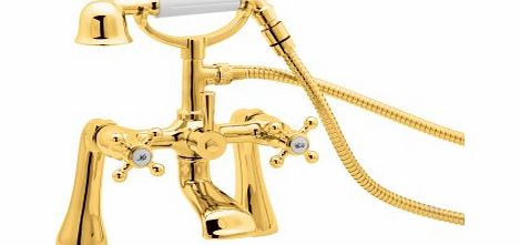 Deva TUD03/501 Tudor Pillar Mounted Bath Shower Mixer Tap with Gold Finish