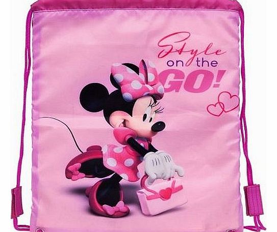 Girls Drawstring School PE / Swim Bag Sports Fitness Exercise Swimming Gym Kids Childrens Backpack Rucksack Toy (Drawstring Minnie Mouse 30x40cm)