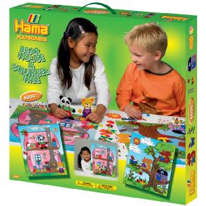 Hama Beads Bear House and SquirrelTree Midi Beads Playboard Box Set