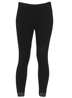 Black lace trim leggings