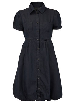 Denim button front bubble dress