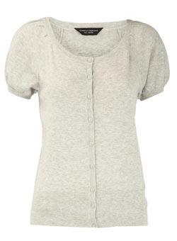 Grey cotton crew neck cardigan