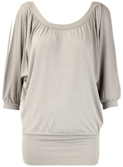 Grey split sleeve batwing top