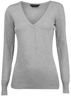 Grey viscose v-neck jumper