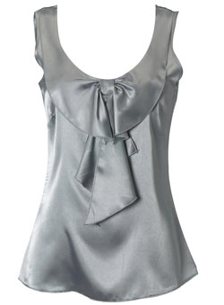 Silver satin bow top