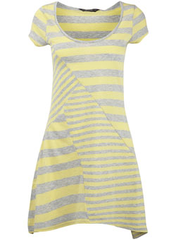 Tall yellow/grey stripe top