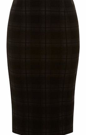 Dorothy Perkins Womens Black Flocked Check Pencil Skirt- Black