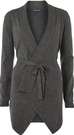 Dorothy Perkins, 1134[^]262015000709753 Womens Charcoal Tie Waist Waterfall Cardigan-