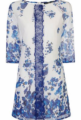 Womens Little Mistress Blue Floral Tunic Dress-