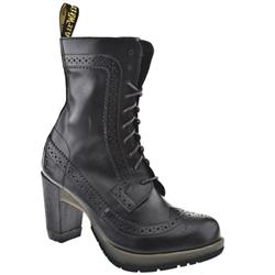 Female Diva Regina Wing Tip Boot Leather Upper Casual in Black