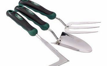 Draper Expert 27436 3 piece Stainless Steel Heavy Duty Soft Grip Fork, Trowel and Weeder Set