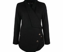 Black wool mix short coat