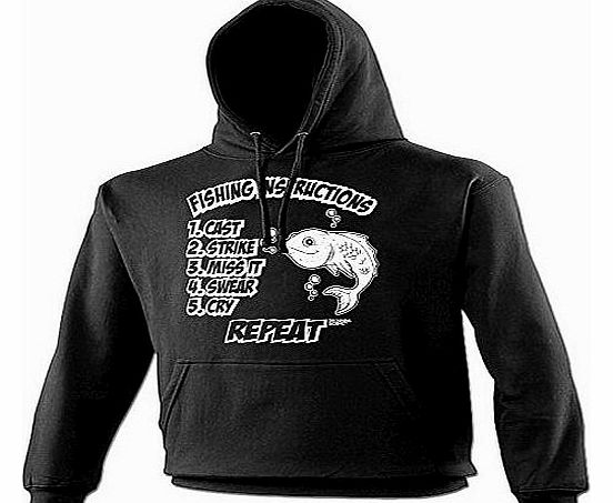 FISHING INSTRUCTIONS - DROWNING WORMS (L - BLACK) NEW PREMIUM HOODIE - slogan funny clothing joke novelty vintage retro top mens ladies girl boy sweatshirt men women hoody hoodies fashion urban cool g