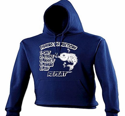 FISHING INSTRUCTIONS - DROWNING WORMS (L - NAVY) NEW PREMIUM HOODIE - slogan funny clothing joke novelty vintage retro top mens ladies girl boy sweatshirt men women hoody hoodies fashion urban cool ge