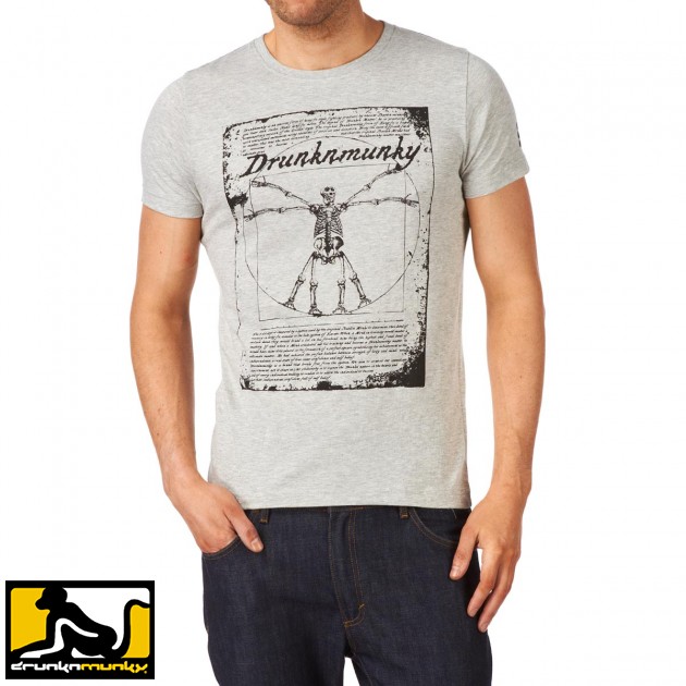 Mens Drunknmunky Munky Angelo T-Shirt - Grey Marl