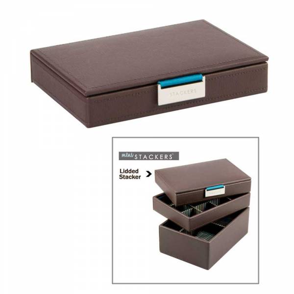 Brown Lidded Stacker Cufflinks Box