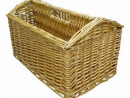 Vintage Retro Honey Wicker Magazine Newspaper Holder Rack Stand Storage Basket