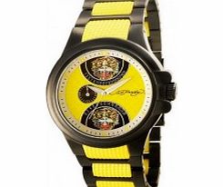 Ed Hardy Mens Speeder Yellow Brown Watch