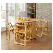 Ella 4 Seat Rubberwood Butterfly Set, Natural