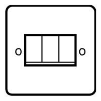 Metals Chrome Triple Light Switch 2 Way 10A with White Inserts 91x91mm XC3QW