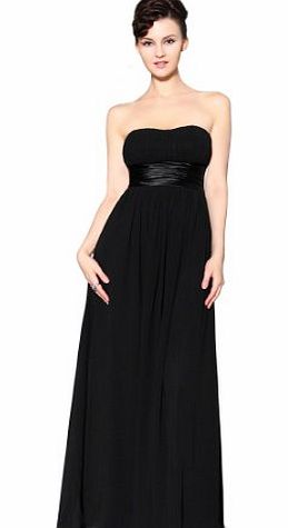 Ever-Pretty HE09955BK18, Black, 18UK, Ever Pretty Strapless Ruched Bust Black Chiffon Long Evening Dress 09955