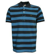 Blue and Navy Pique Polo Shirt