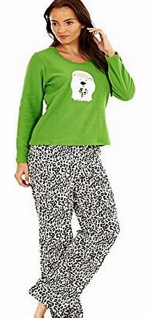 Ladies Pyjamas Green Animal Print Womens Red Cotton PJs Nightwear Warm