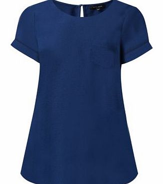 Navy Crepe Longline T-Shirt 3267354