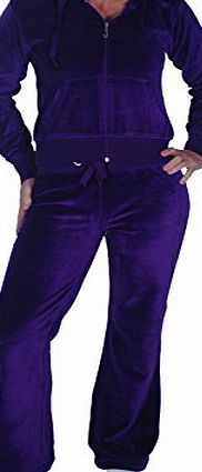 Eye Catch EyeCatchClothing - Womens Velour Tracksuit Leisure Suit Plum Large