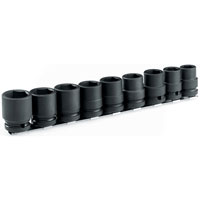 9 Piece 1/2andquot Square Drive Metric Hexagon Impact Socket Set