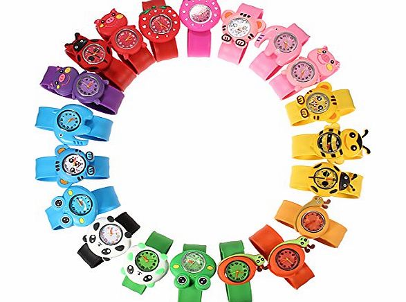 Famliymall Lovely Bendable Kids Children 3D Animals Cartoon Plastic Strap Slap Watches 1pcs(Random colors)